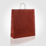 Logo Baskılı Kırmızı Kraft Poşet (XL - Ekstra Büyük Boy) 45x50x15cm