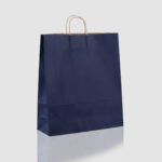 Logo Baskılı Lacivert Kraft Poşet (XL - Ekstra Büyük Boy) 45x50x15cm